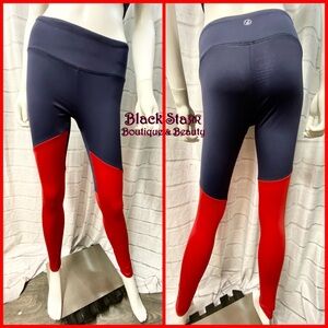 Yoga Pants. Navy/Red color block. NEW. All sizes. Matching Crop tops available.